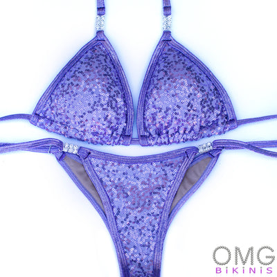 Lavender Sequin Posing Suit S/S | Clearance | OMG Bikinis