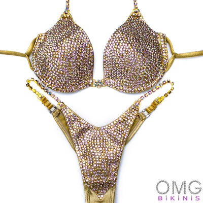 Champagne Wellness Competition Suit S/S | OMG Bikinis Rentals