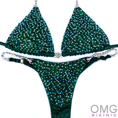 Emerald Green Competition Suit S/S | OMG Bikinis Rentals