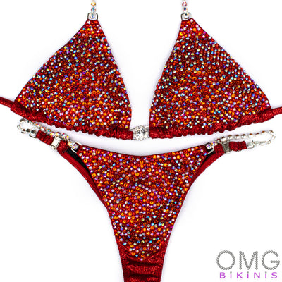 Volcanic Red Competition Suit M/S | OMG Bikinis Rentals