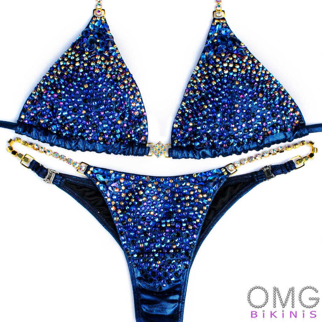 Royal Blue Sequin Competition Bikini with Hologram Fabric