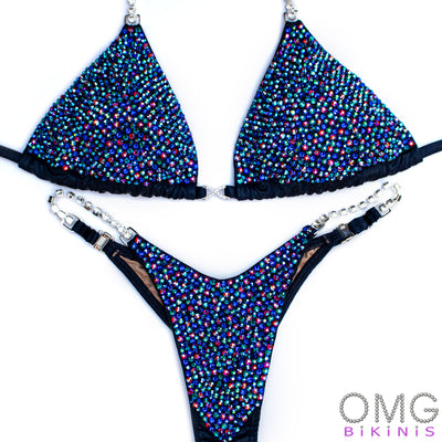 Starry Night Blue Wellness Competition Bikini S/XS | Pre-Made Suits | OMG Bikinis