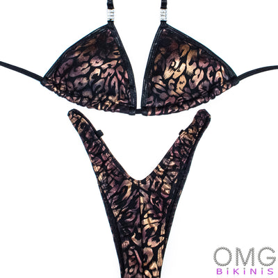 Tan Leopard Figure Posing Suit S/S | Clearance | OMG Bikinis