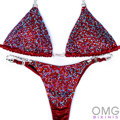Icy Red Competition Bikini M/S | OMG Bikinis Rentals