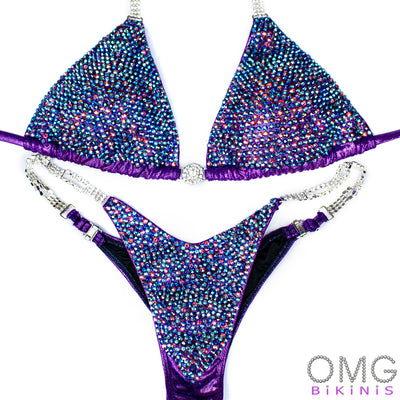 Grape Purple Wellness Competition Bikini M/S | OMG Bikinis Rentals