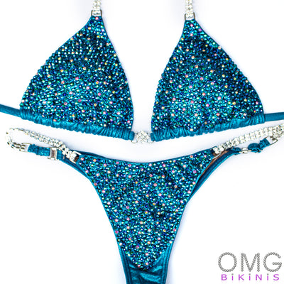 Aqua Blue Competition Bikini S/S | OMG Bikinis Rentals