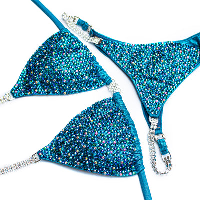 Aqua Blue Competition Bikini S/S | OMG Bikinis Rentals