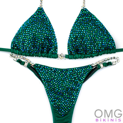 Emerald Sparkle Tricot Competition Bikini M/S | Pre-Made Suits | OMG Bikinis