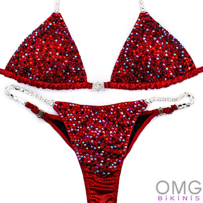 Scarlet Red Competition Bikini S/S | Pre-Made Suits | OMG Bikinis