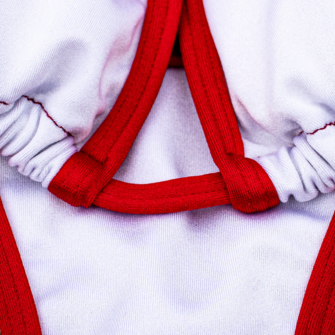 White Posing Suit with Red Trim | Scrunch Butt Bikini | NPC/IFBB Practice Suit
