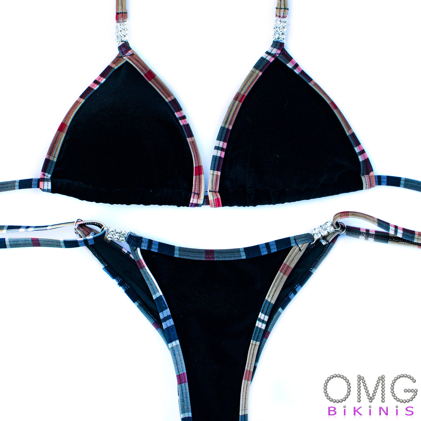 Black Velvet Posing Suit with Trim S/S | Clearance | OMG Bikinis