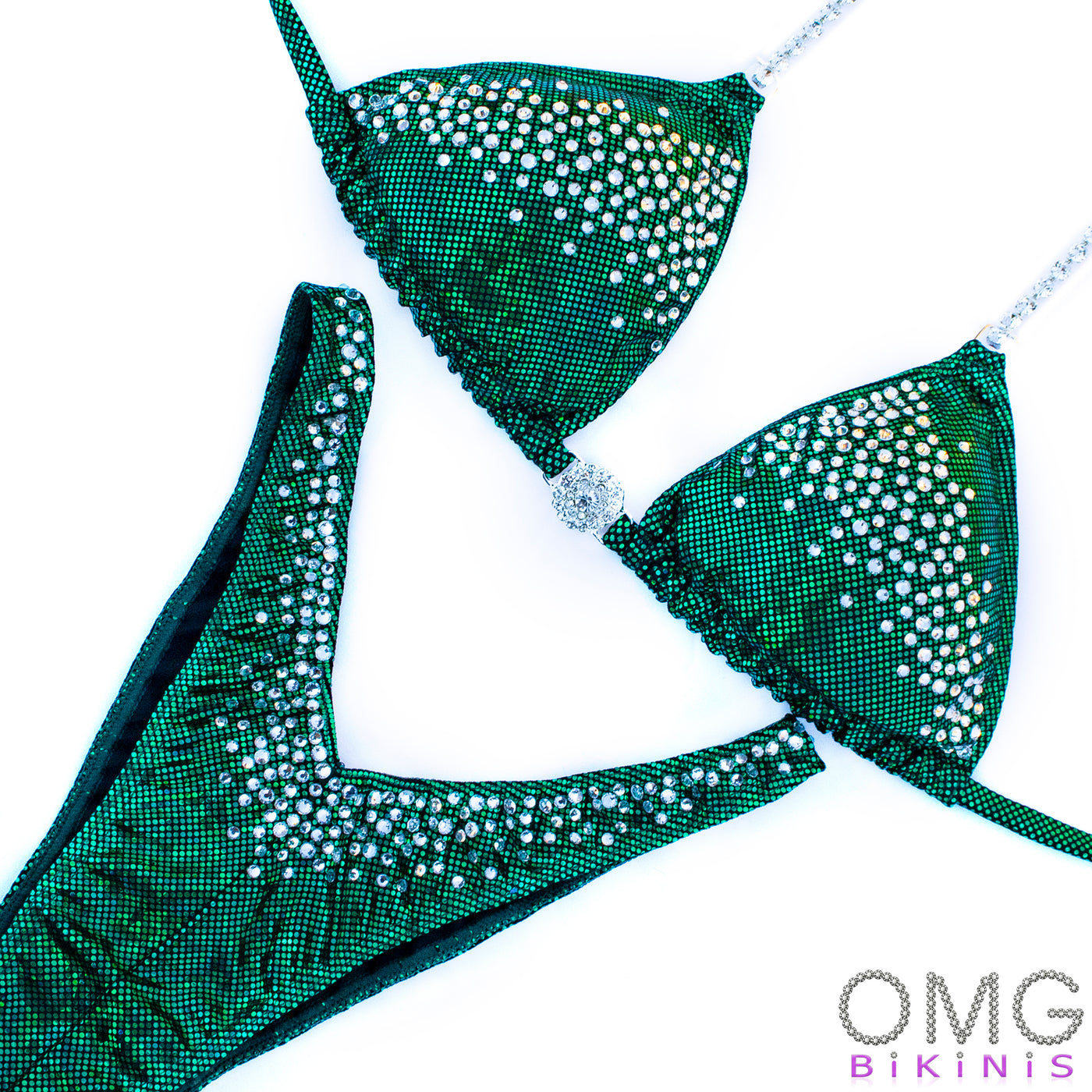 Light Sparkle Figure/WPD Competition Suit Emerald S/S | Pre-Made Suits | OMG Bikinis