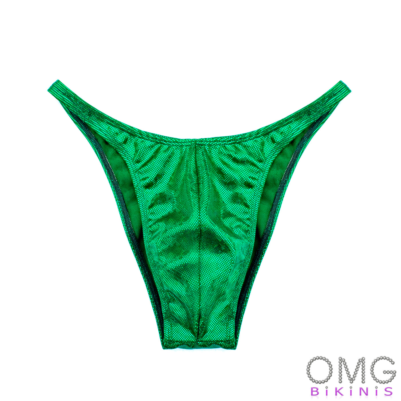 Men's Bodybuilding Posing Suit, Green Cracked Ice Holo, Size S | Ships Tomorrow