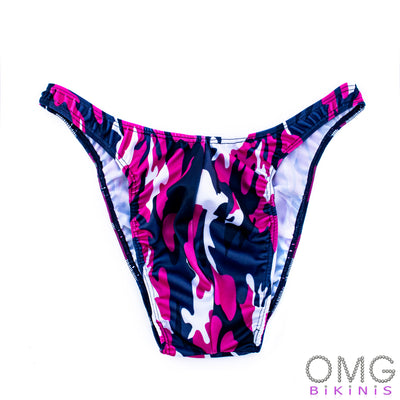 Men's Bodybuilding Posing Suit, Red Camo Print, Size S | Posing Trunks | OMG Bikinis