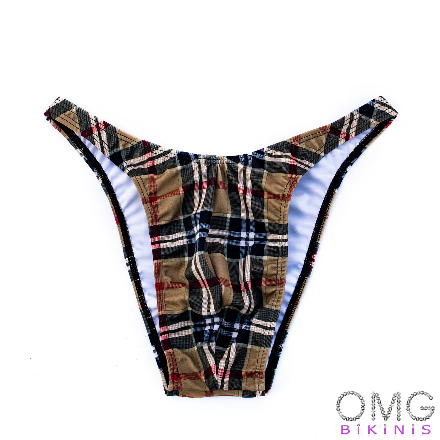 Men's Bodybuilding Posing Suit, Checkered Print, Size M | Posing Trunks | OMG Bikinis