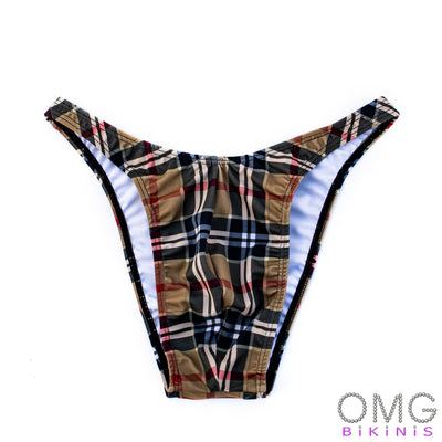 Men's Bodybuilding Posing Suit, Checkered Print, Size M | Posing Trunks | OMG Bikinis