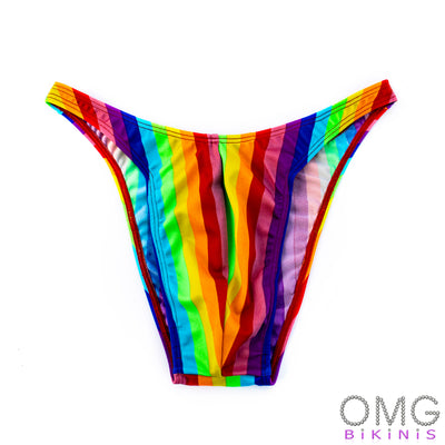 Men's Bodybuilding Posing Suit, Rainbow Print, Size M | Posing Trunks | OMG Bikinis