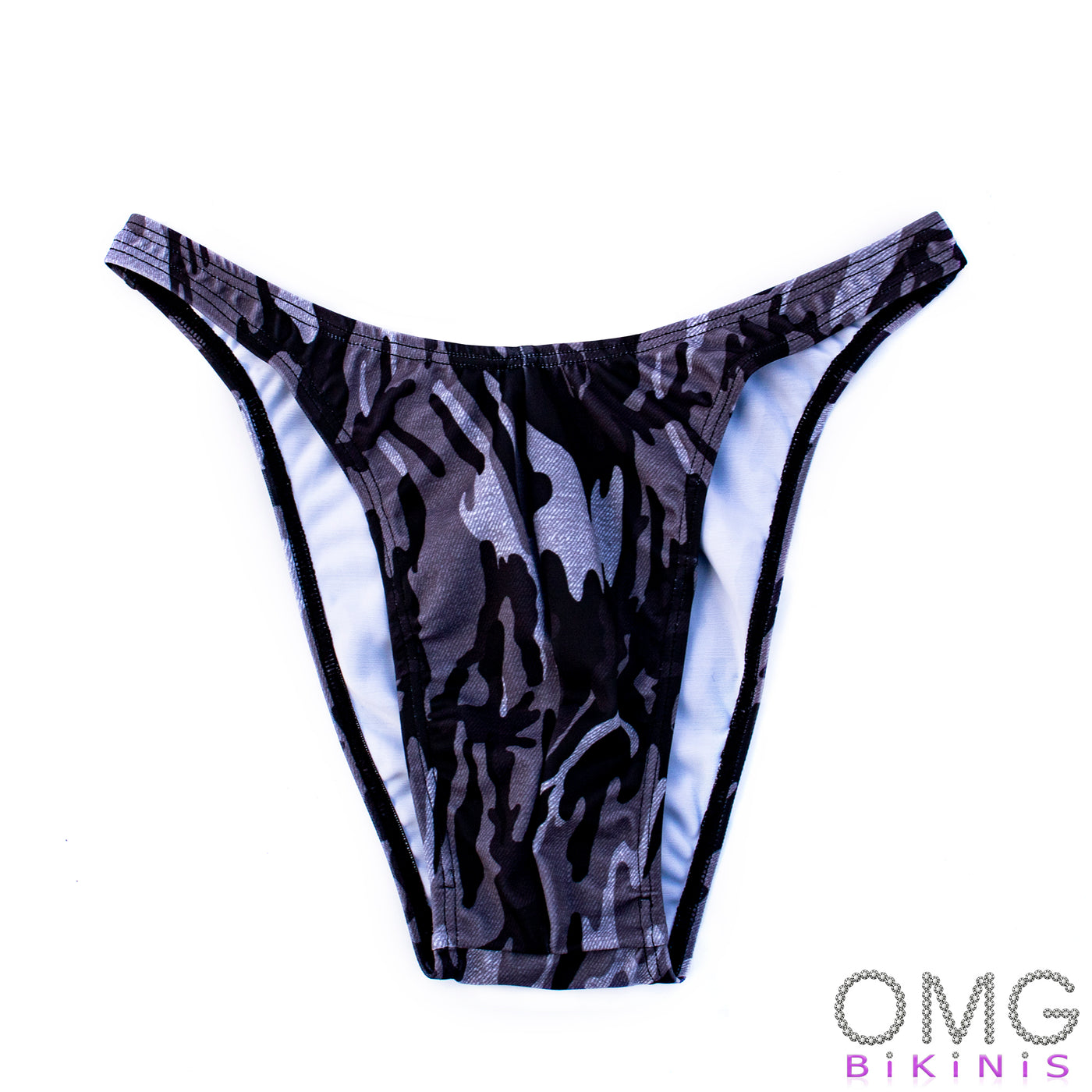 Men's Bodybuilding Posing Suit, Grey Camo, Size M | Posing Trunks | OMG Bikinis