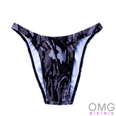 Men's Bodybuilding Posing Suit, Grey Camo, Size M | Posing Trunks | OMG Bikinis