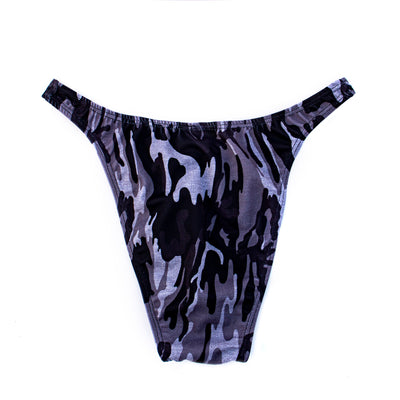 Men's Bodybuilding Posing Suit, Grey Camo, Size M | Posing Trunks | OMG Bikinis