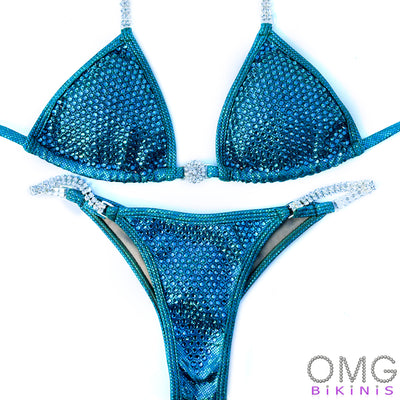 Teal Competition Suit S/S | OMG Bikinis Clearance