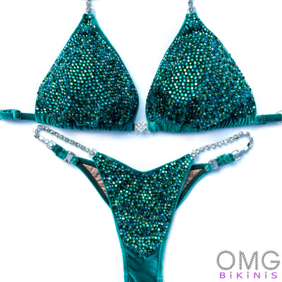 Fern Green Velvet Competition Bikini | OMG Bikinis