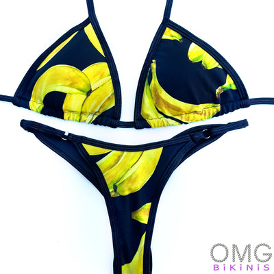 Banana Print with Black Trim Posing Suit S/S | Clearance | OMG Bikinis