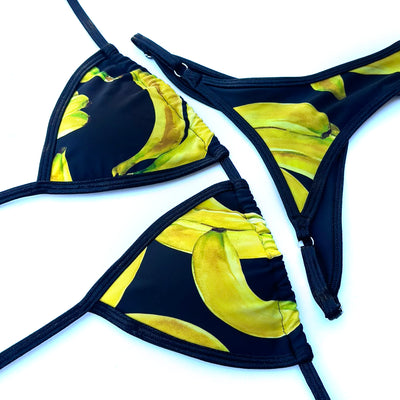 Banana Print with Black Trim Posing Suit S/S | Clearance | OMG Bikinis