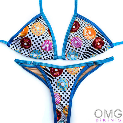 Donut Print with Turquoise Trim Posing Suit | Clearance | OMG Bikinis