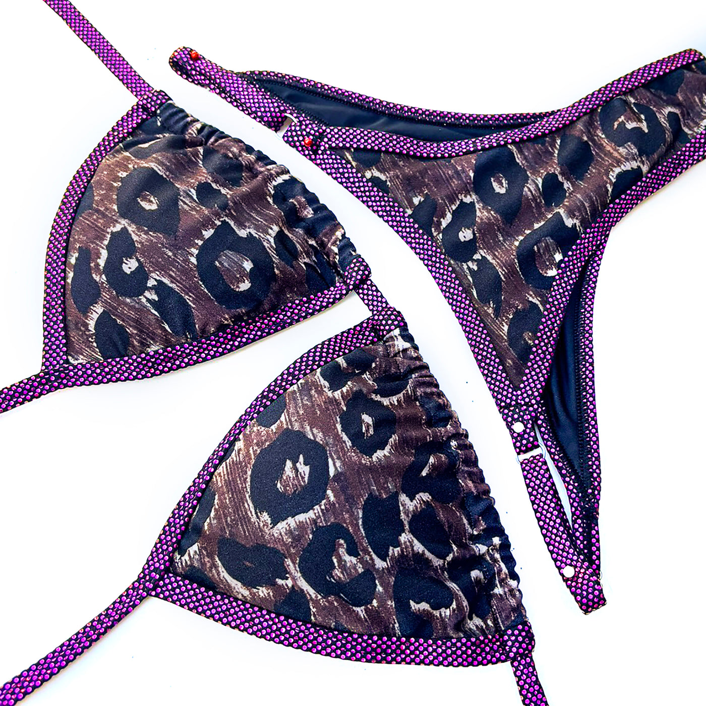 Leopard Print with Fuchsia Trim Posing Suit S/S | Clearance | OMG Bikinis