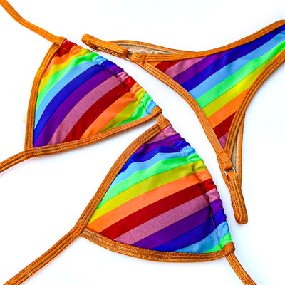 Pride Print with Orange Trim Posing Suit | Clearance | OMG Bikinis