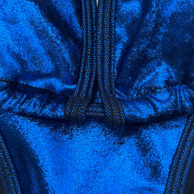 Blue Metallic Velvet Posing Suit | Scrunch Butt Bikini | NPC/IFBB Practice Suit