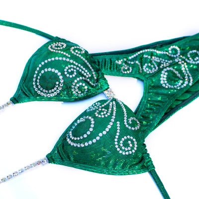 Sparkly Twirls Figure/WPD Competition Suit Green S/S | Pre-Made Suits | OMG Bikinis