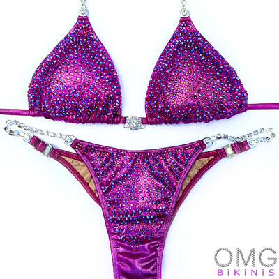 Magenta Sparkle Competition Suit S/S | Pre-Made Suits | OMG Bikinis