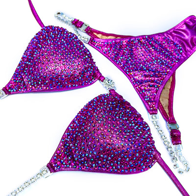 Magenta Sparkle Competition Suit S/S | Pre-Made Suits | OMG Bikinis