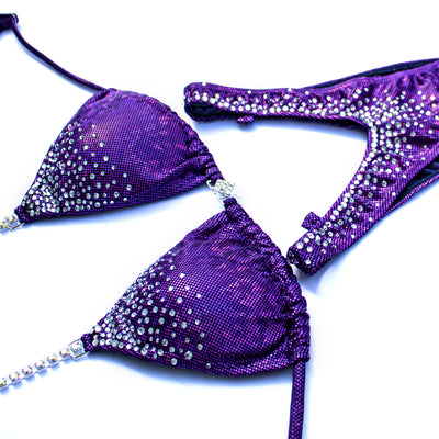 Top Corner Scatter Figure/WPD Competition Suit Purple S/S | Pre-Made Suits | OMG Bikinis