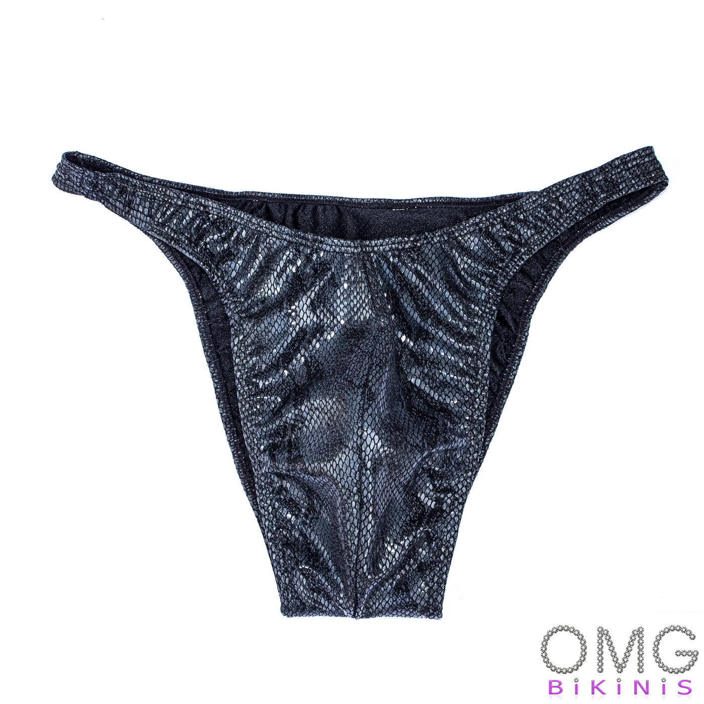 Men's Bodybuilding Posing Suit, Holographic Snake Print, Size L | Posing Trunks | OMG Bikinis