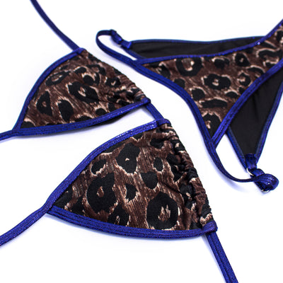 Leopard Print with Purple Trim Posing Suit M/M | Clearance | OMG Bikinis