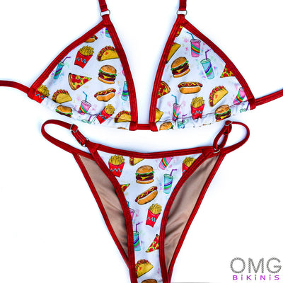 Fast Food with Red Trim Posing Suit | Clearance | OMG Bikinis