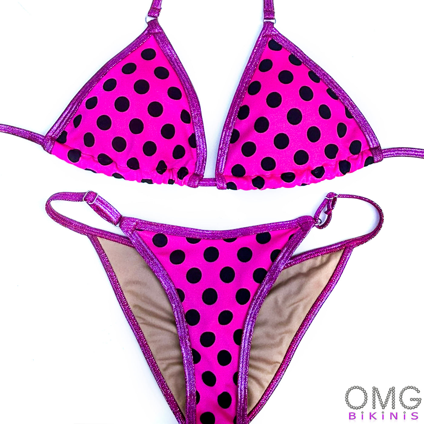 Pink Polka Dot Posing Suit | Clearance | OMG Bikinis