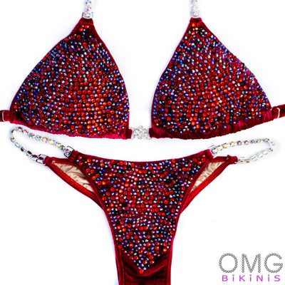 Cherry Red Velvet Competition Bikini | OMG Bikinis