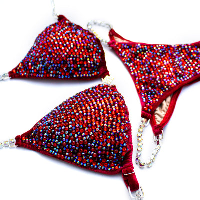 Cherry Red Velvet Competition Bikini | OMG Bikinis