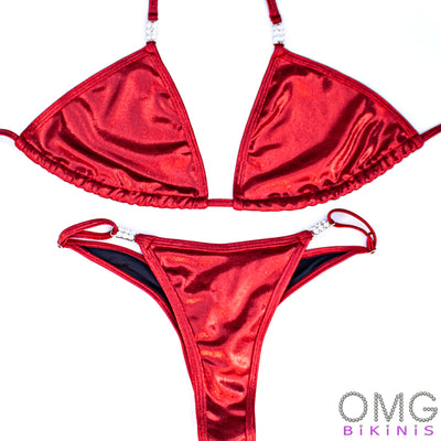 Red Holographic Posing Suit L/M | Clearance | OMG Bikinis