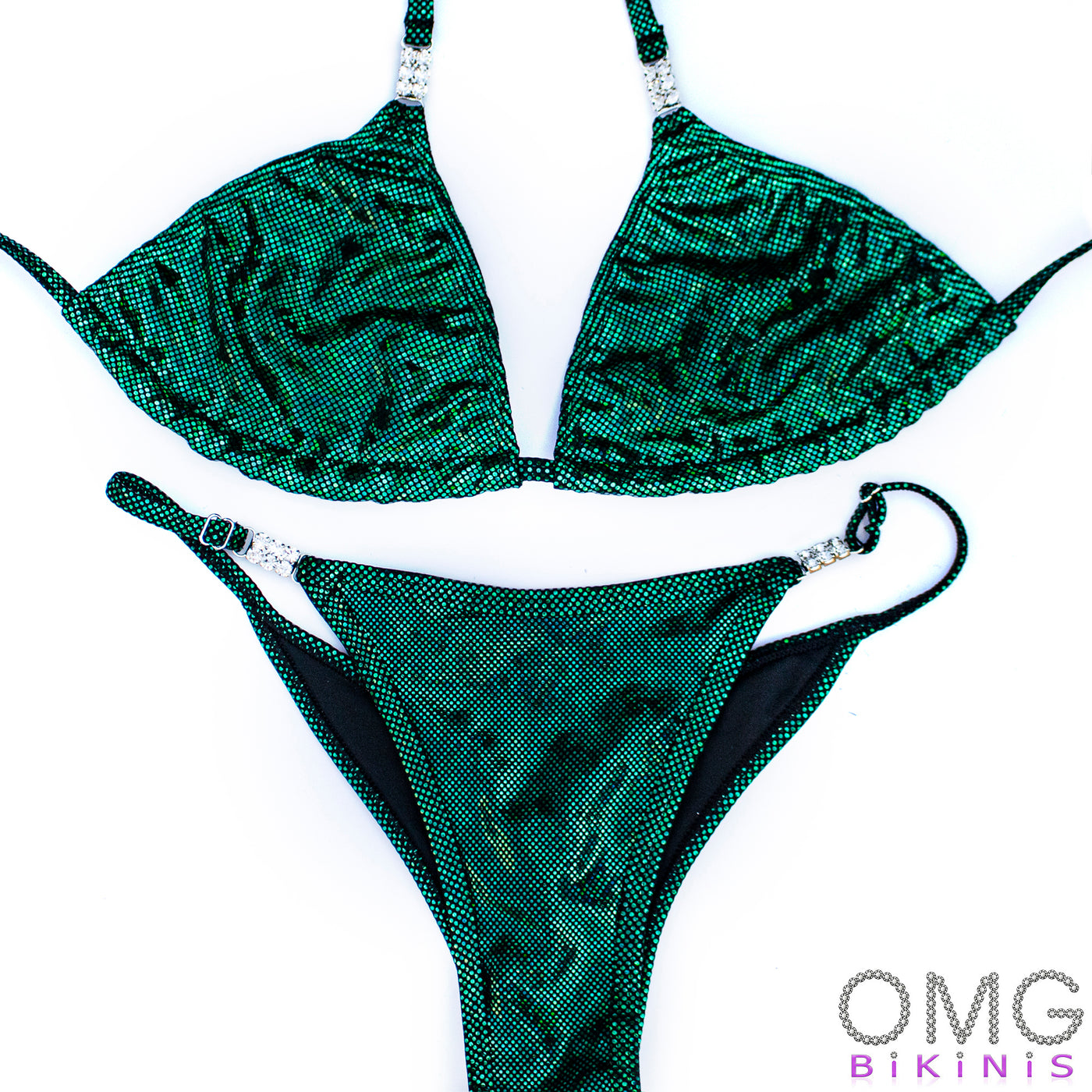 Emerald Green Holographic Posing Suit M/M | Clearance | OMG Bikinis