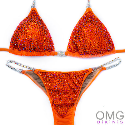 Neon Orange Velvet Burst Competition Bikini | OMG Bikinis