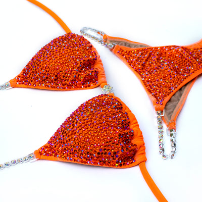 Neon Orange Velvet Burst Competition Bikini | OMG Bikinis