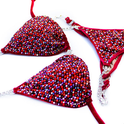 Bombshell Velvet Red Competition Bikini | OMG Bikinis