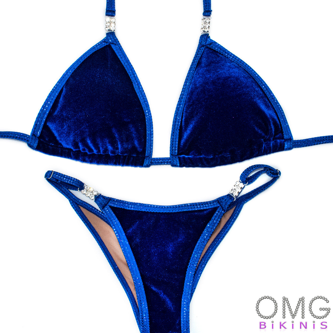 Royal Blue Velvet Posing Suit | Scrunch Butt Bikini | NPC/IFBB Practice Suit