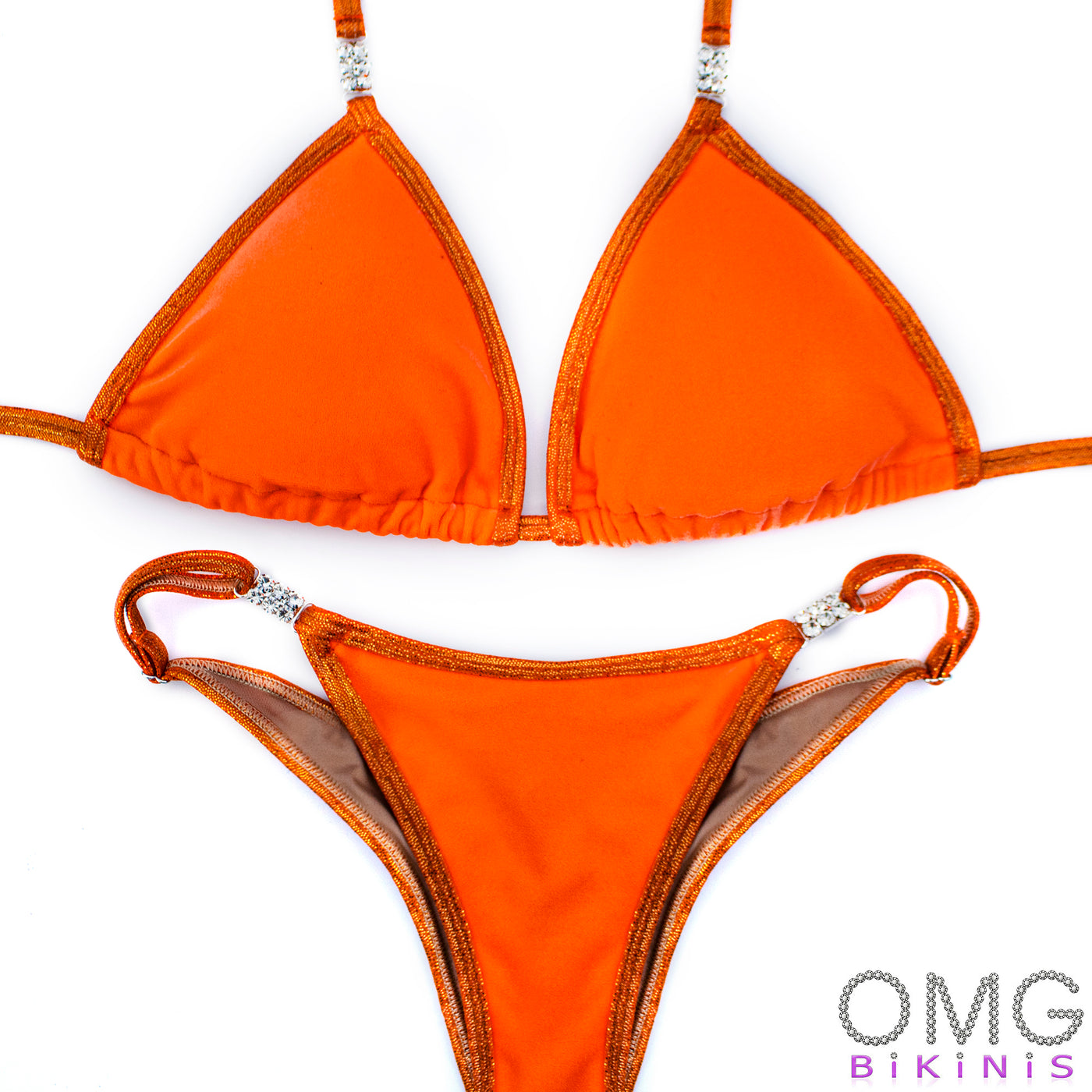 Neon Orange Velvet Posing Suit | Scrunch Butt Bikini | NPC/IFBB Practice Suit