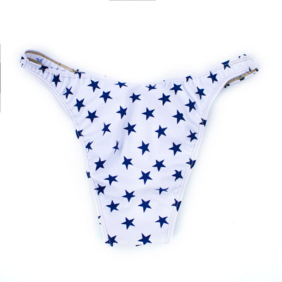 Men's Bodybuilding Posing Suit, White with Star Print | Posing Trunks | OMG Bikinis